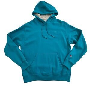 NWOT Champion Powerblend Fleece Hoodie C Logo Teal Blue Large